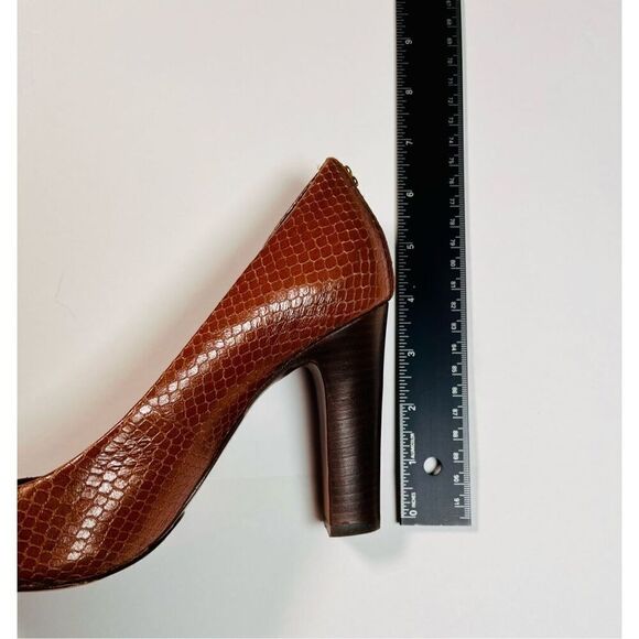 Coach Sue Snakeskin Brown Leather Pump Gold Hardware Detail Size EU 37.5 US 7 - Picture 9 of 10